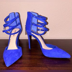 Gianni Bini - Pointed Toe, Cobalt Blue, Strappy Pumps w/ Snakeskin Detail NWOB